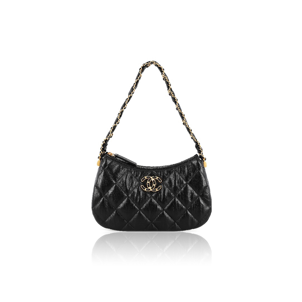 Chanel 23K Double C Hobo Chain Shoulder Bag Handbag