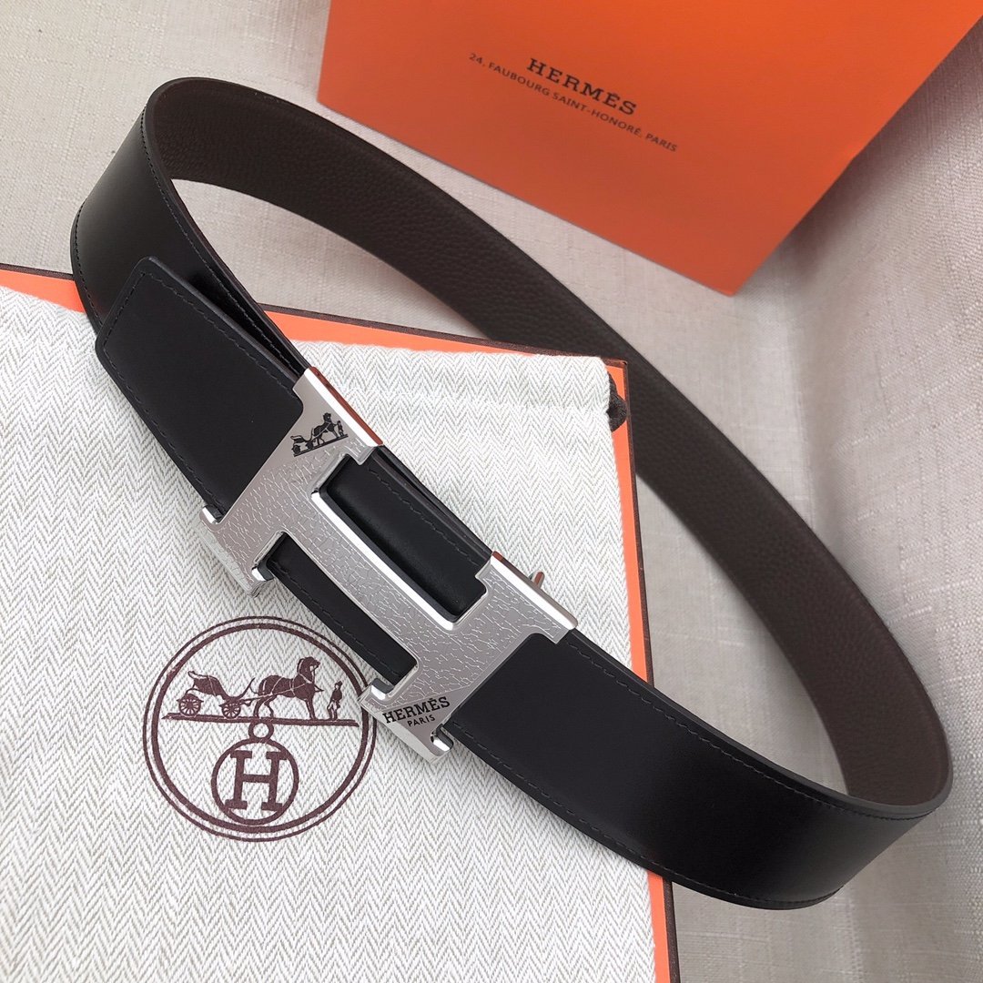 Hermes H Belt Buckle & Reversible Brown Belt 380MM