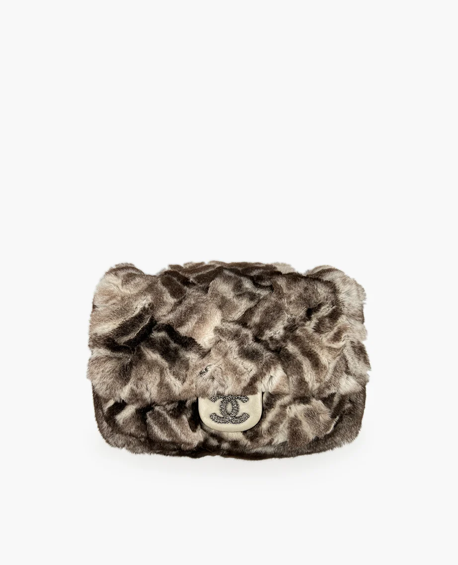 Chanel Medium Chincilla Fur CC Flap Bag SHW