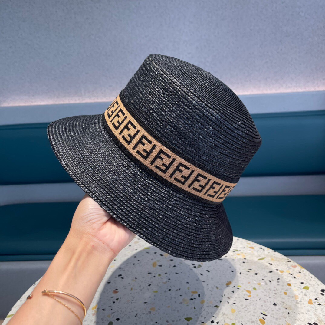 Fendi Straw Flat Top Hat  Sunhat