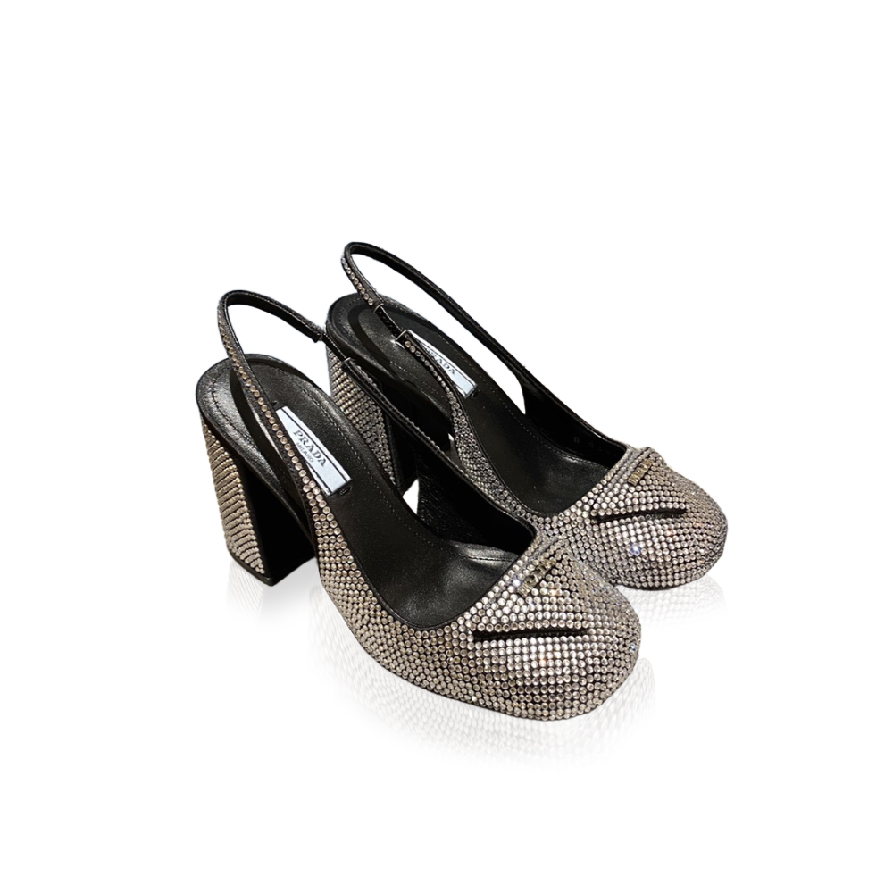 Prada Thick Heel With Drill Slide Sandal
