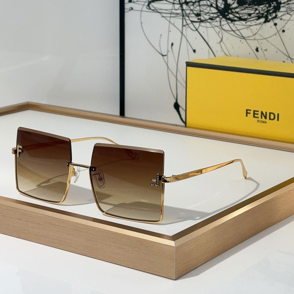 Fendi  Half Frame Thin Metal Frame Sunglasses Top quality
