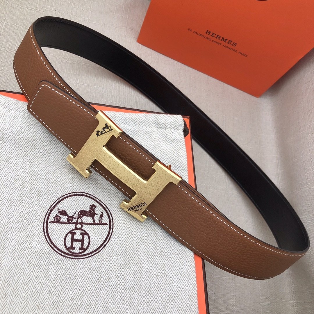 Hermes H Belt Buckle & Reversible Brown Belt 380MM
