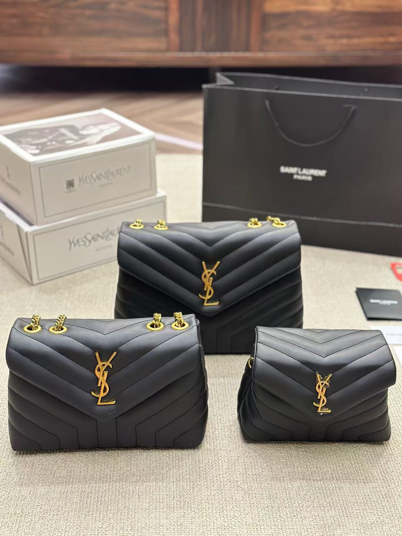 YSL SAINT LAURENT Loulou Toy quilted leather shoulder bag black