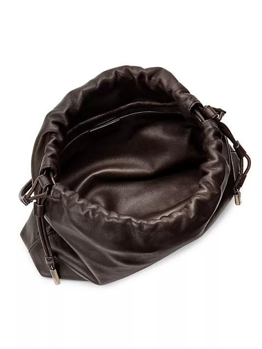 The Row  Angy Ruched Leather Shoulder Bag