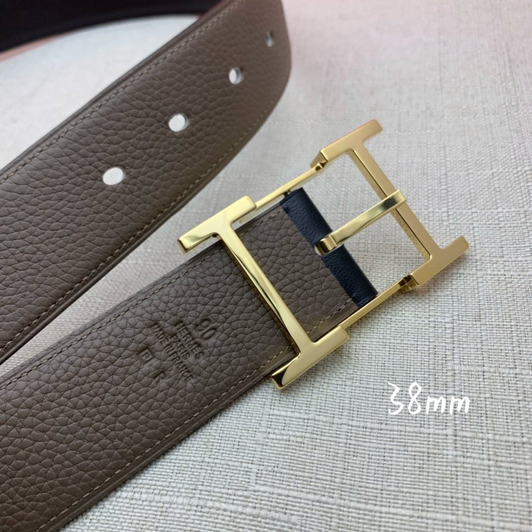 Hermes H Belt Buckle & Reversible Brown Belt 380MM