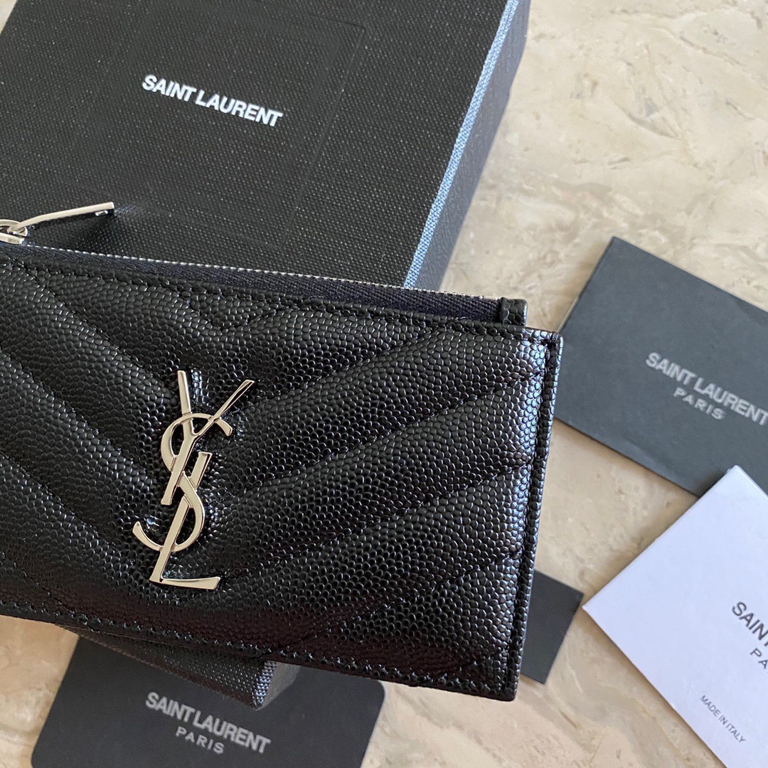 Saint Laurent Caviar Zip Card Holder
