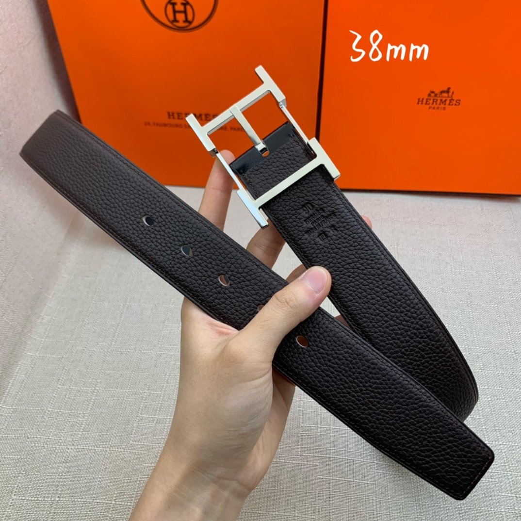 Hermes H Belt Buckle & Reversible Black Belt 380MM