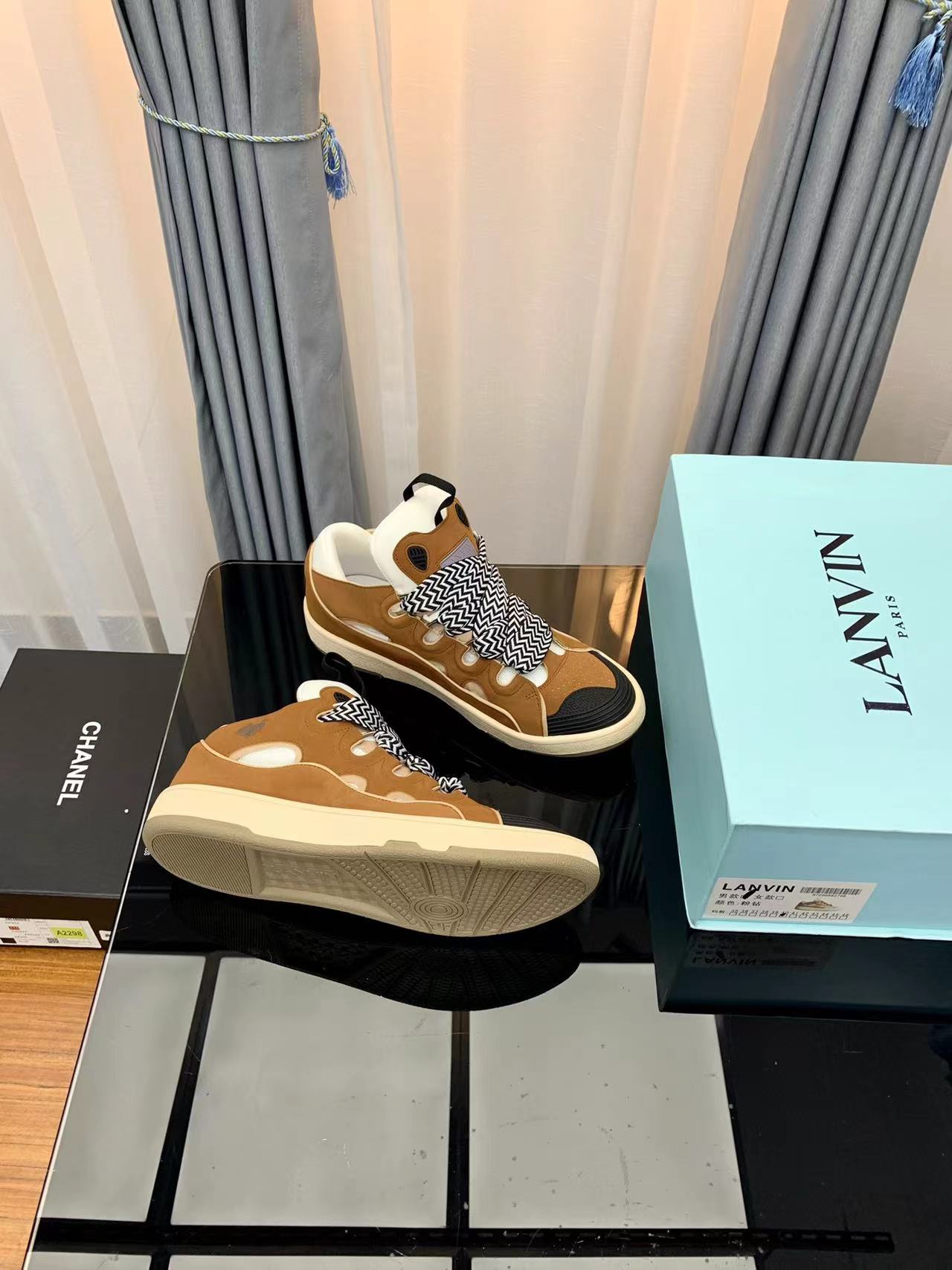 Lanvin LEATHER CURB SNEAKERS
