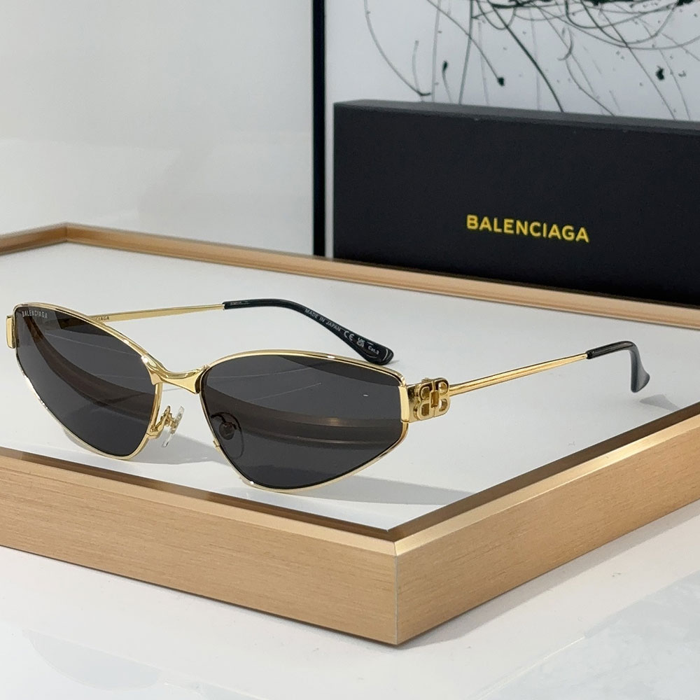 Balenciaga  Metal Thin Mirror leg Strap Logo   sunglasses Top quality