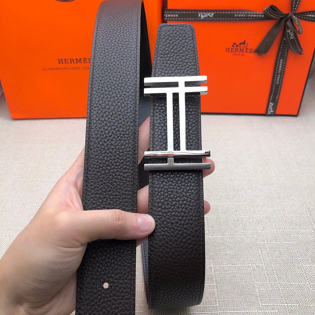 Hermes H Belt Buckle & Reversible Brown Belt 380MM