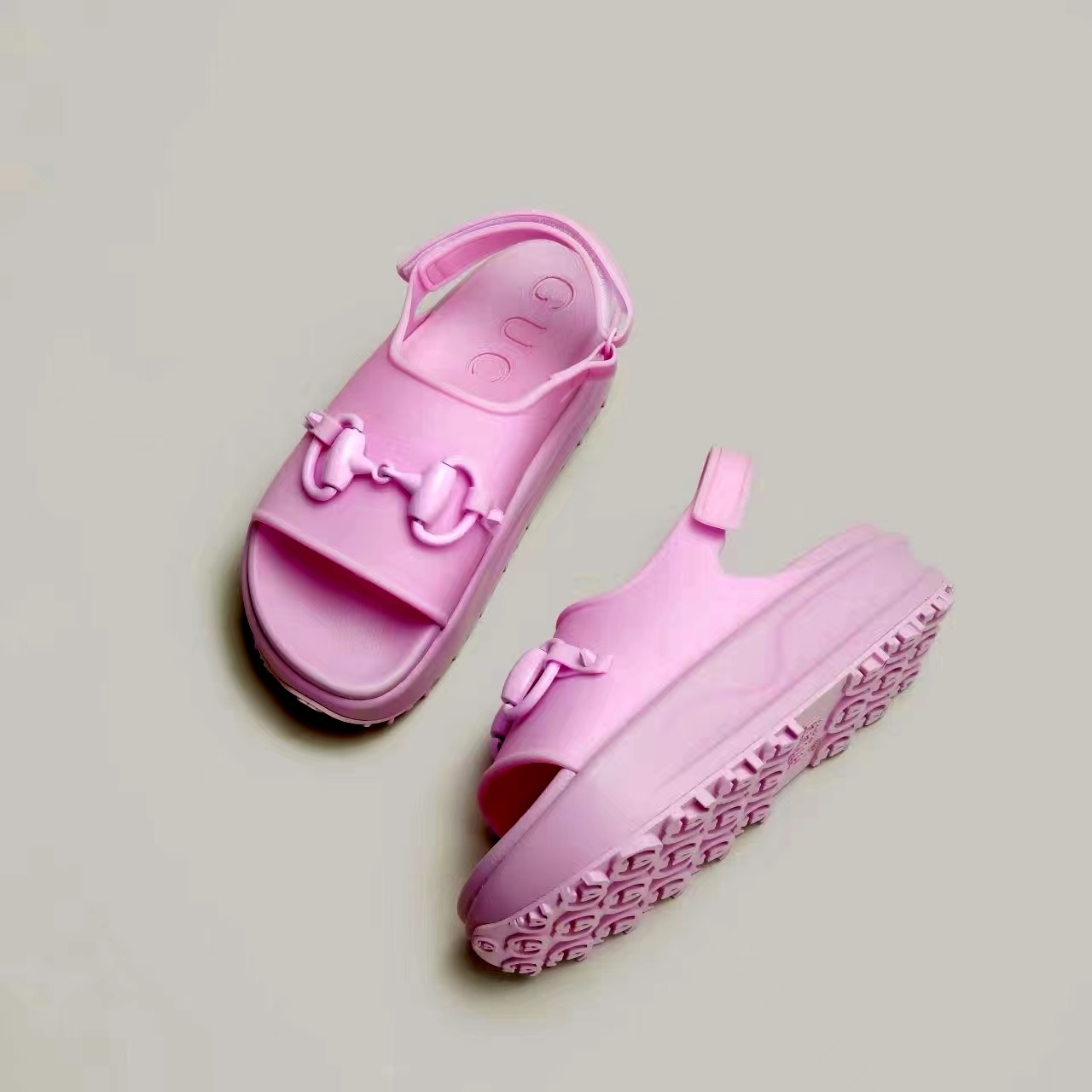 Gucci Shoes Rubber Thick-Soled Hook And Loop Fsteners Slide Sandal