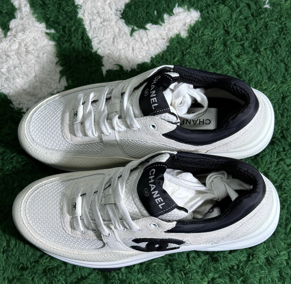 Chanel black and white panda running shoes