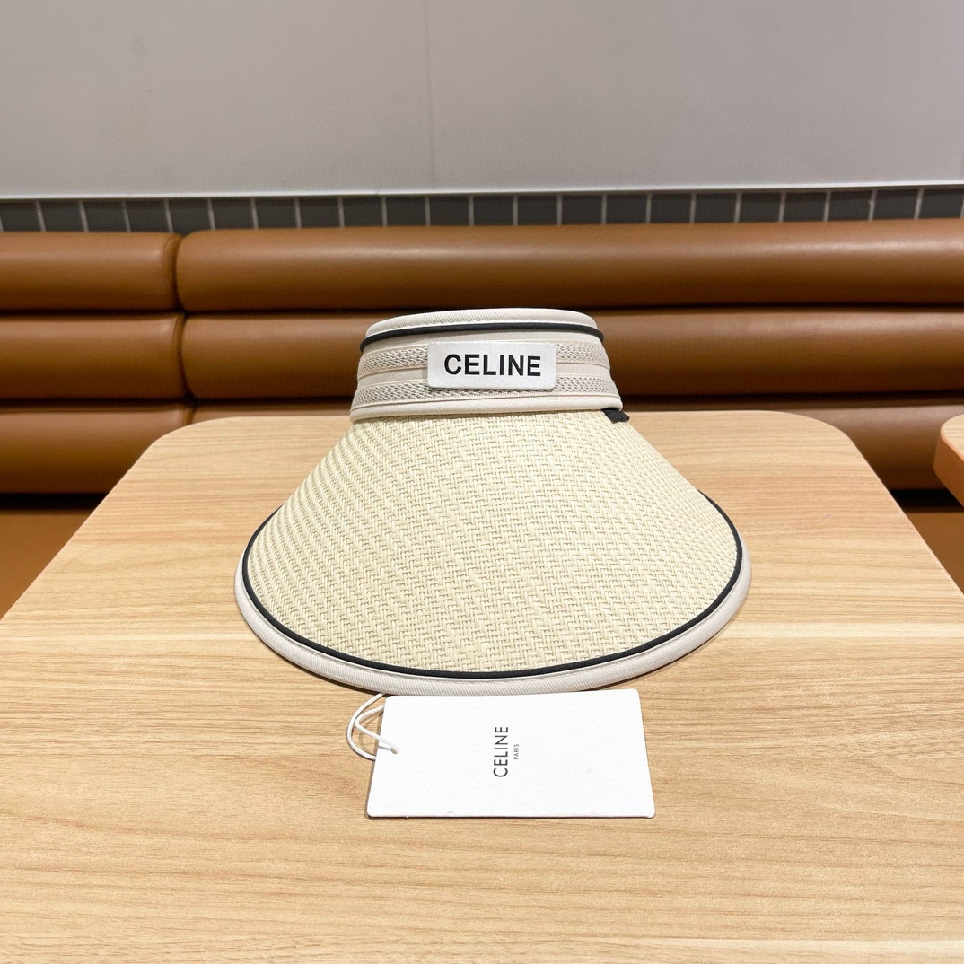 Ceiline Straw Hat, Letter Hat, Empty Top Hat Sunhat