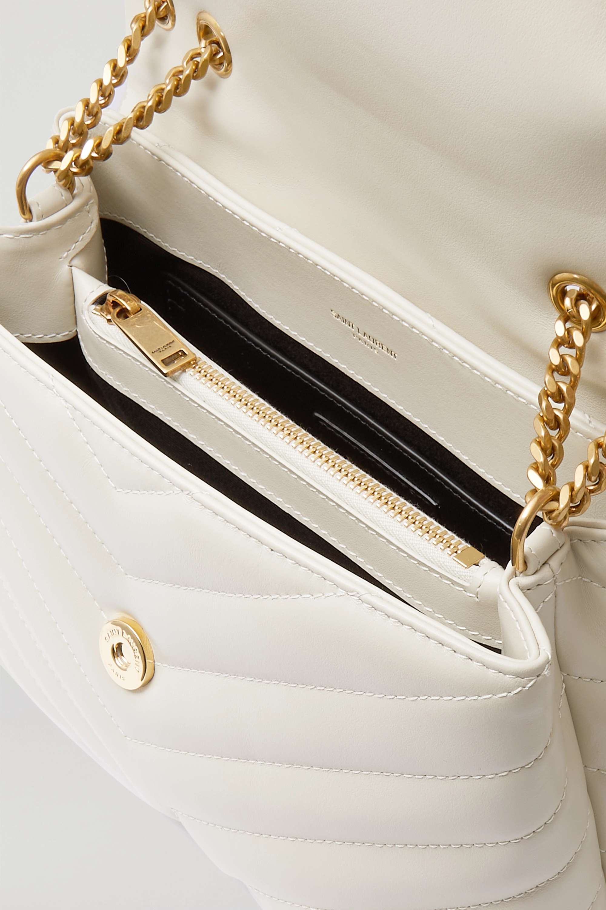SAINT LAURENT Loulou small quilted leather shoulder bag white