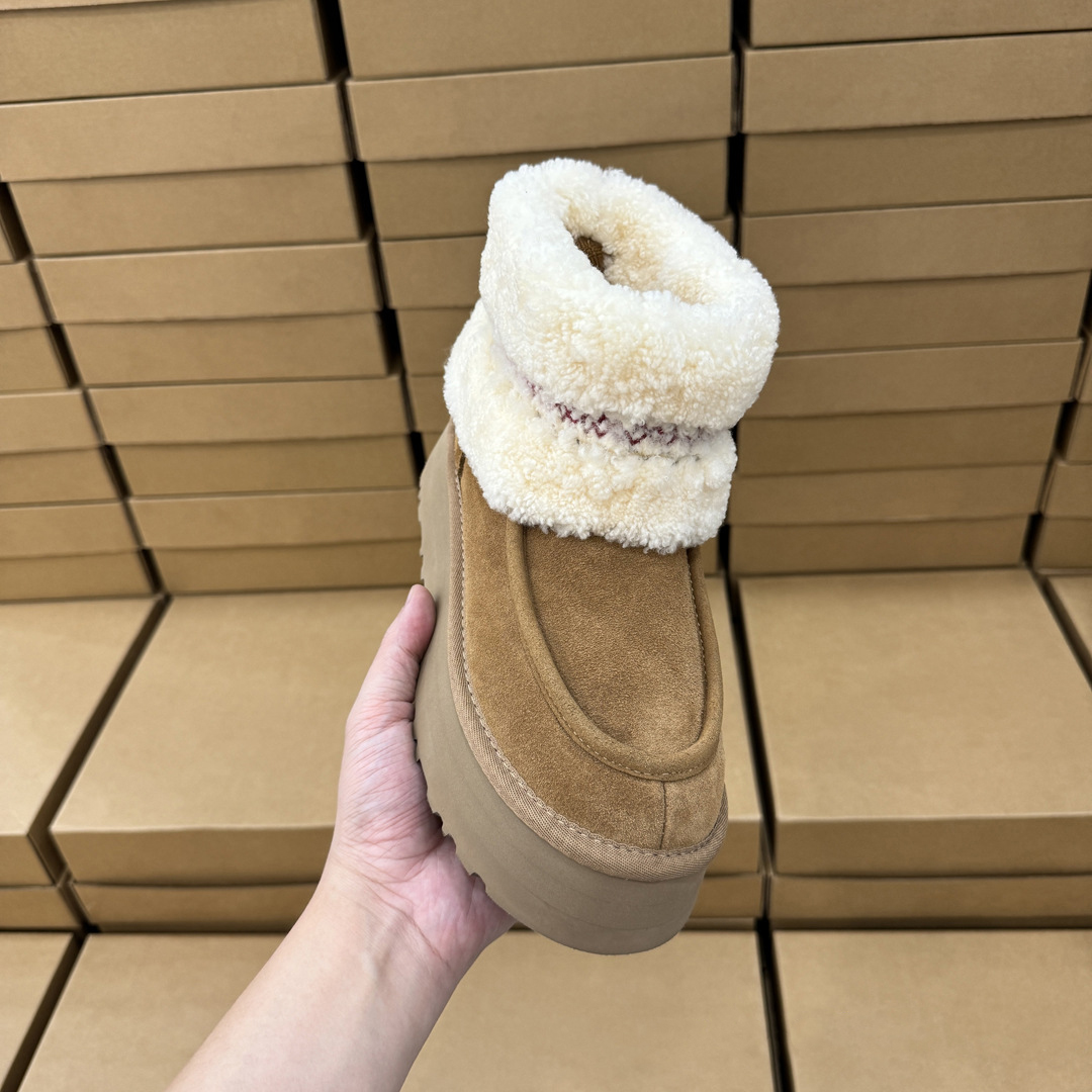 Ugg new snow boots women's height increasing thick soled warm suede short boots