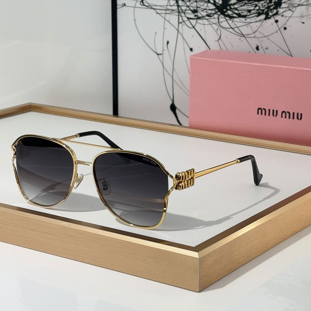 MIU MIU  Slim Metal Logo Mirror Legs Sunglasses Top quality