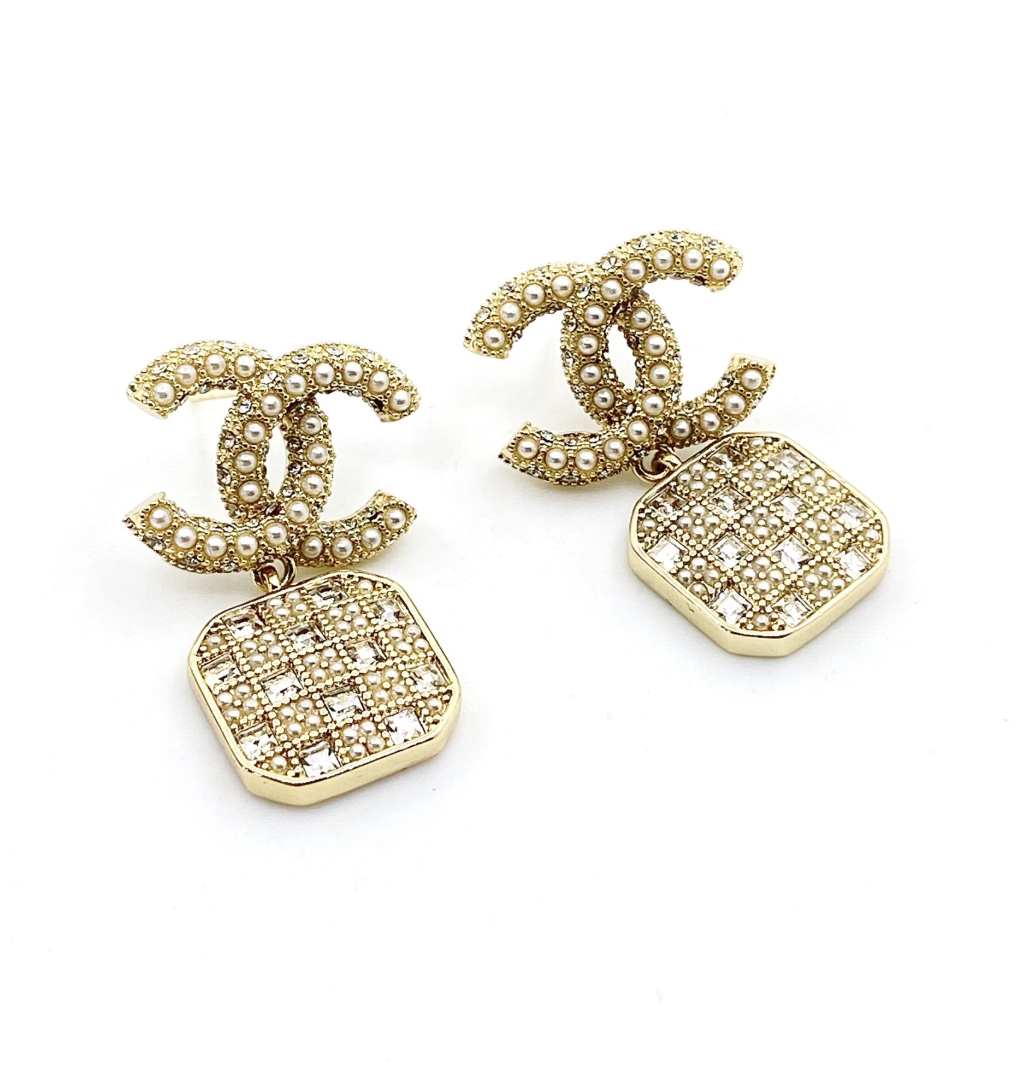 Chanel double c letter tassel earrings