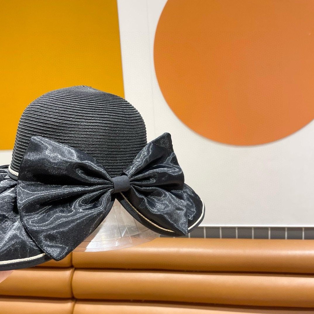 Chanel Bow With Large Brim And Small Face Visor  Sunhat