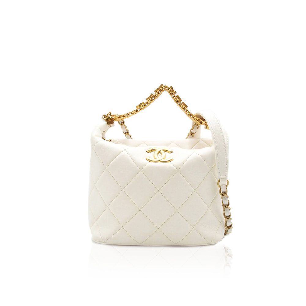 Chanel Quilted Lambskin CC Crystal Signature Chain Hobo satchel