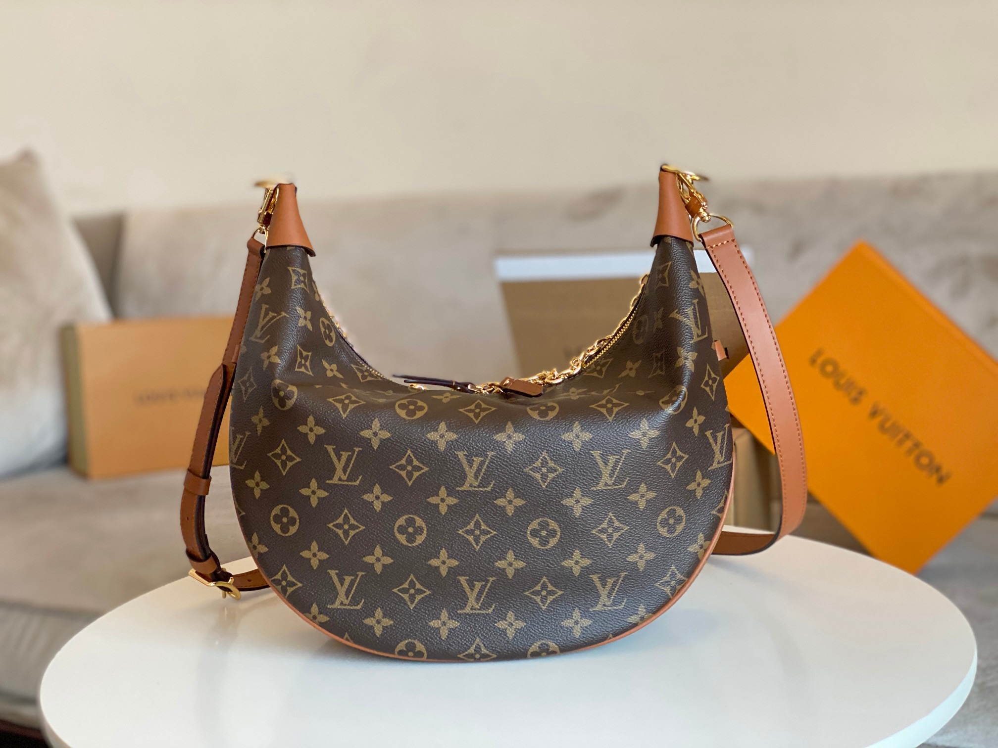 Louis Vuitton runway style moon shoulder bag crossbody bag
