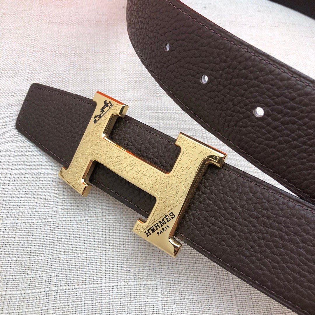 Hermes H Belt Buckle & Reversible Black Belt 380MM