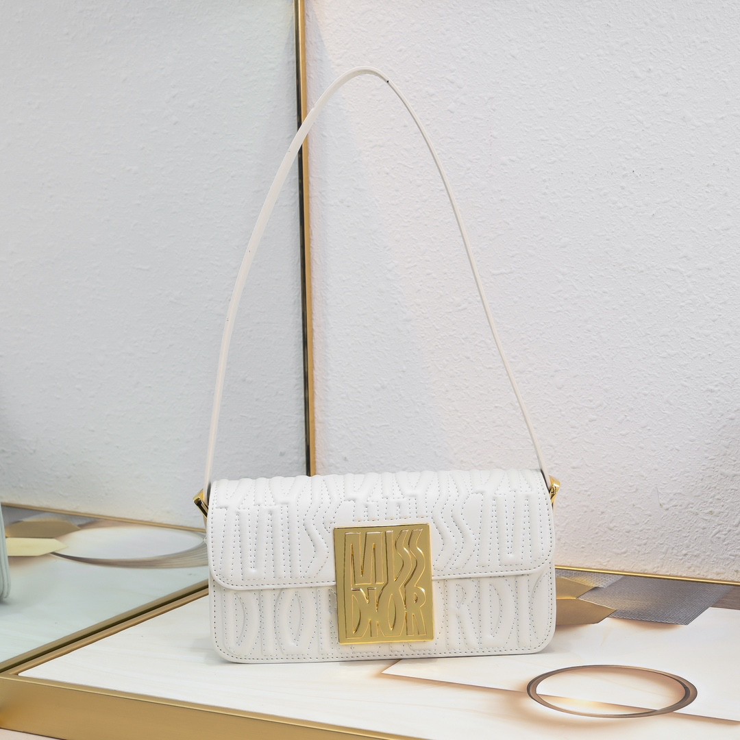 Dior Cream Quilted Calfskin Miss Dior Flap Bag
