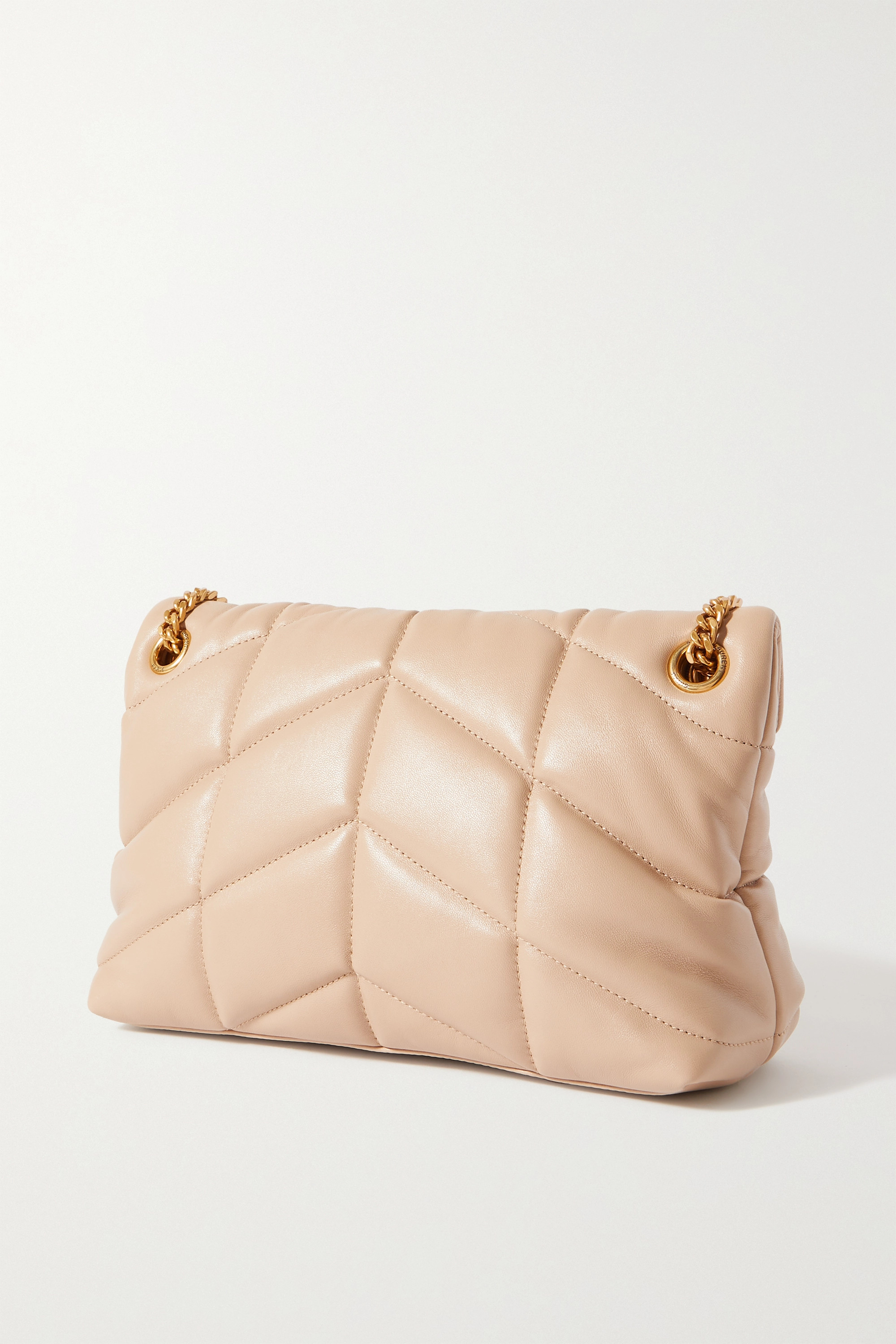 SAINT LAURENT Loulou Puffer small quilted leather shoulder bag beige