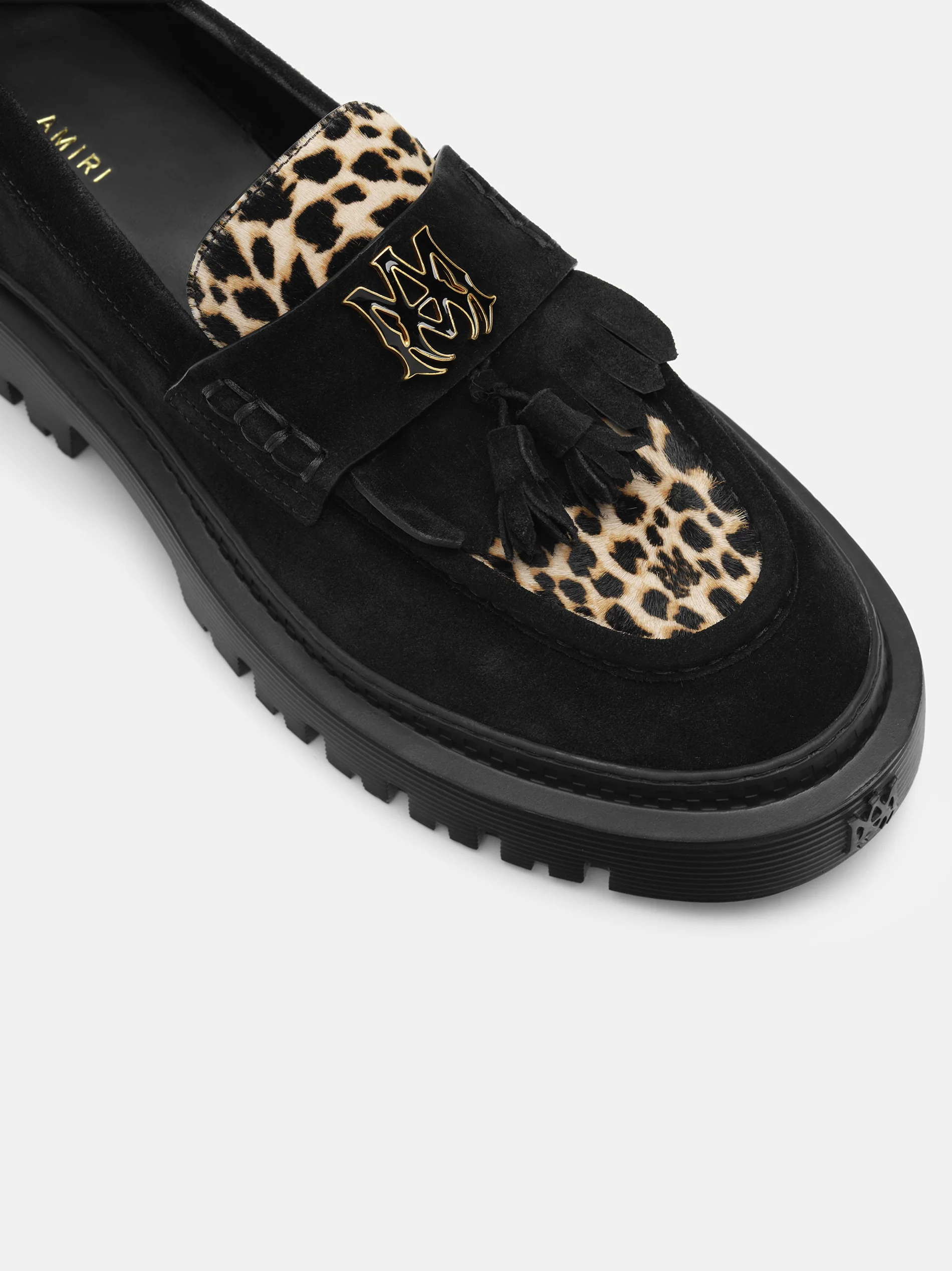 AMIRI MA TASSLE LEOPARD JUMBO LOAFER - Black