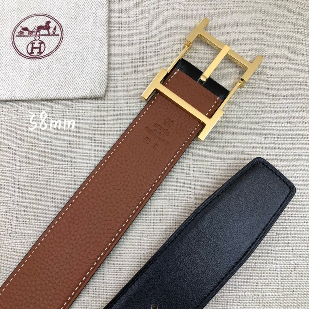 Hermes H Belt Buckle & Reversible Brown Belt 380MM