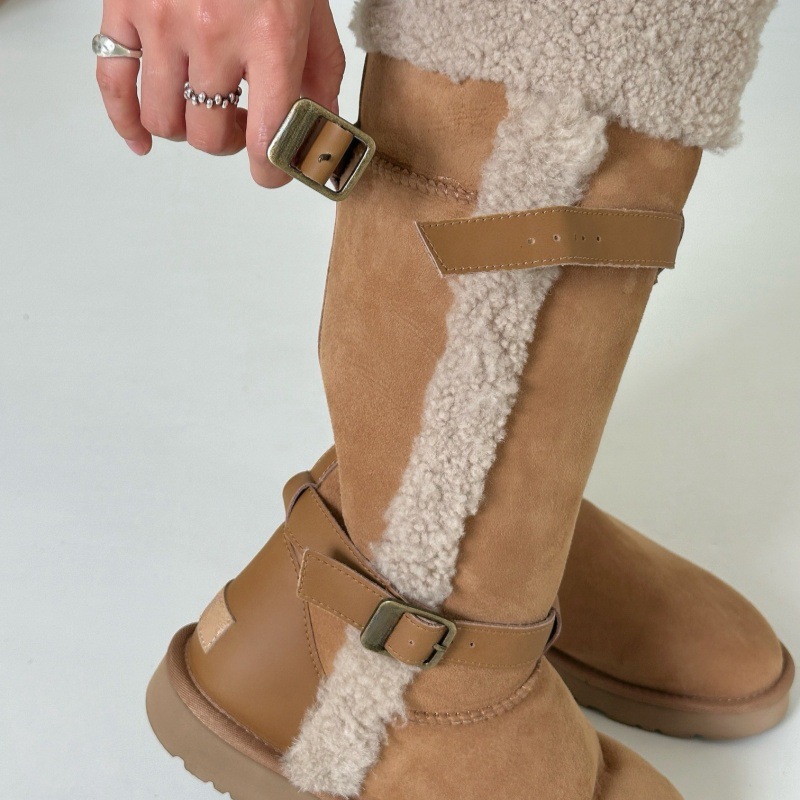 UGG 2024 autumn and winter new style sheepskin fur all-in-one warm snow boots large long knight boots