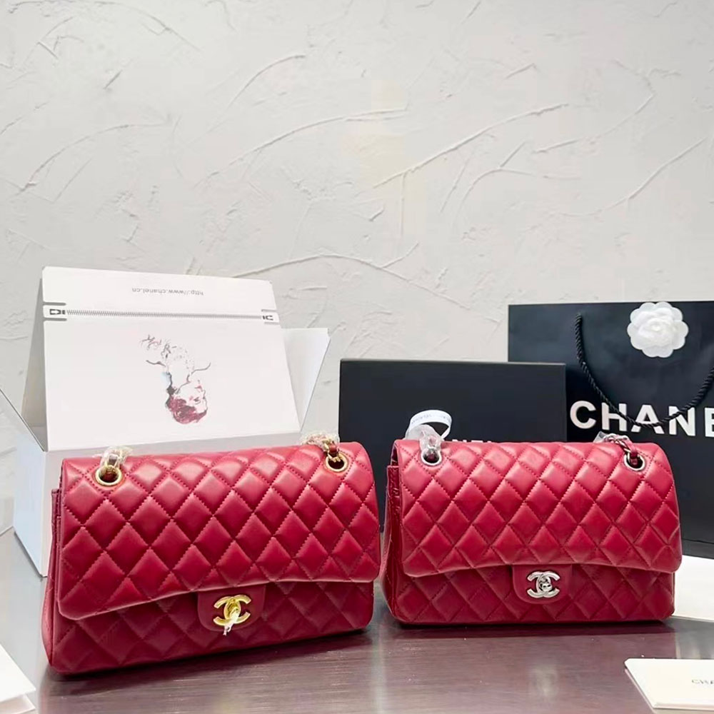 Chanel Lambskin CF Bag 25CM-Red