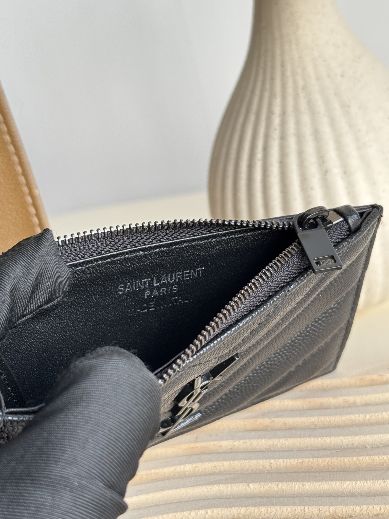 Saint Laurent Caviar Zip Card Holder