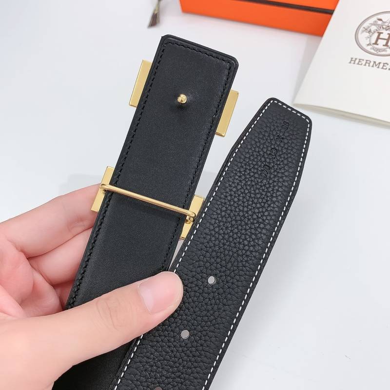 Hermes H Belt Buckle & Reversible Black Belt 380MM