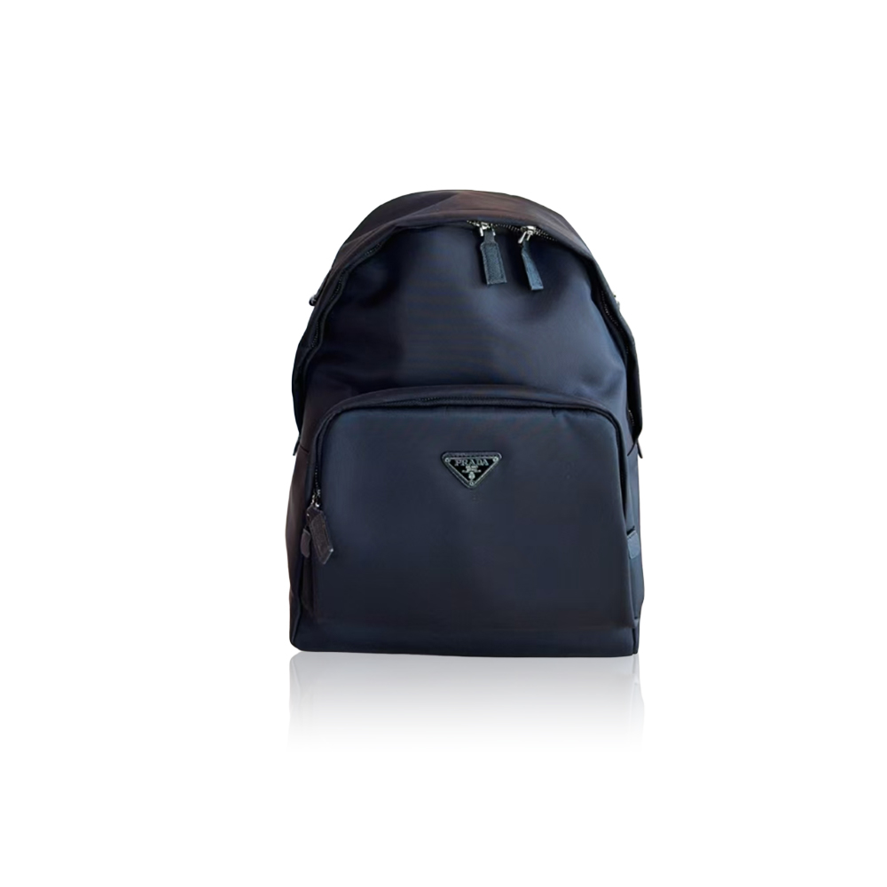 Prada Classic Black Silver Simple Fashion Backpack