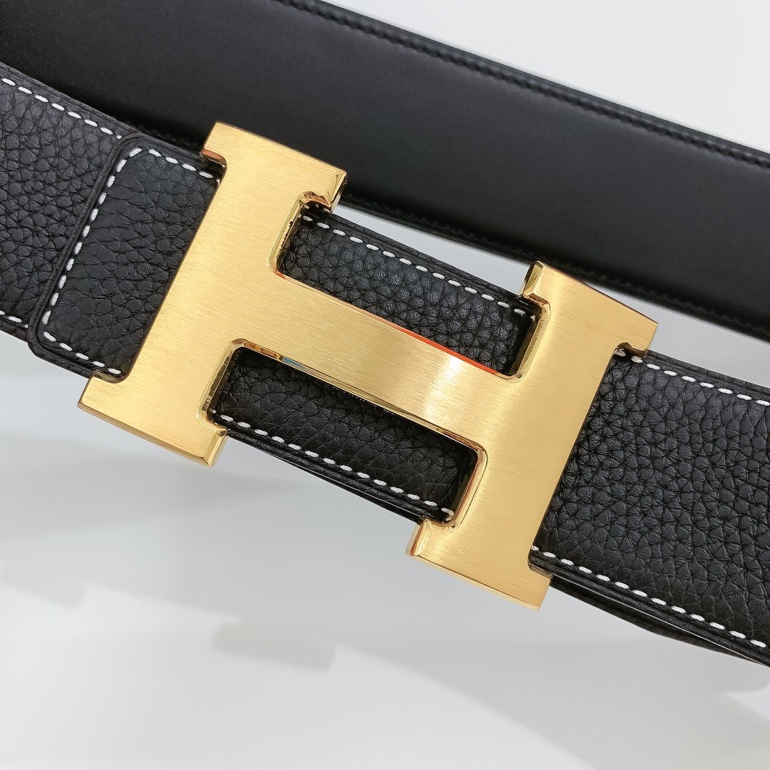 Hermes H Belt Buckle & Reversible Black Belt 380MM