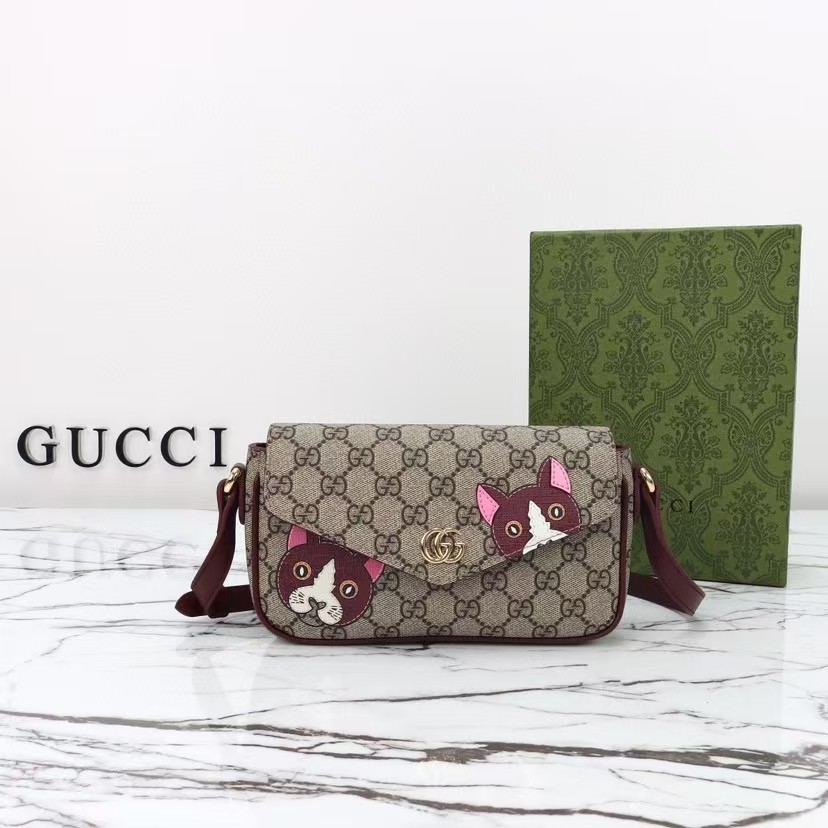 GUCCI GG mini shoulder bag with cat detail