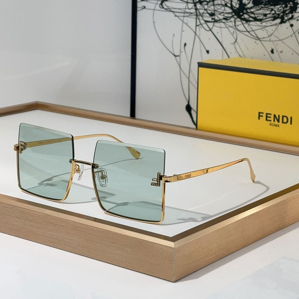 Fendi  Half Frame Thin Metal Frame Sunglasses Top quality