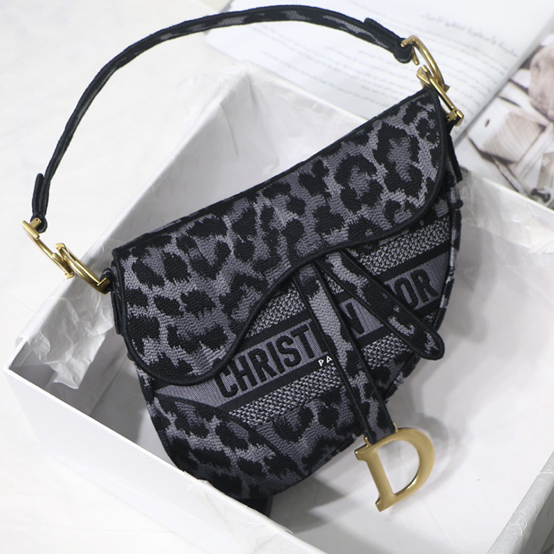 Dior Shoulder Bags SADDLE BAG Gray Mizza Embroidery M0446CRHM_M842