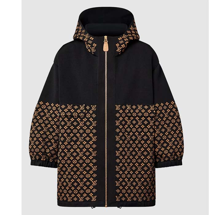 Louis Vuitton LV Men LV Monogram Jacquard Knit Jacket Silk Polyamide Elastane Black Brown