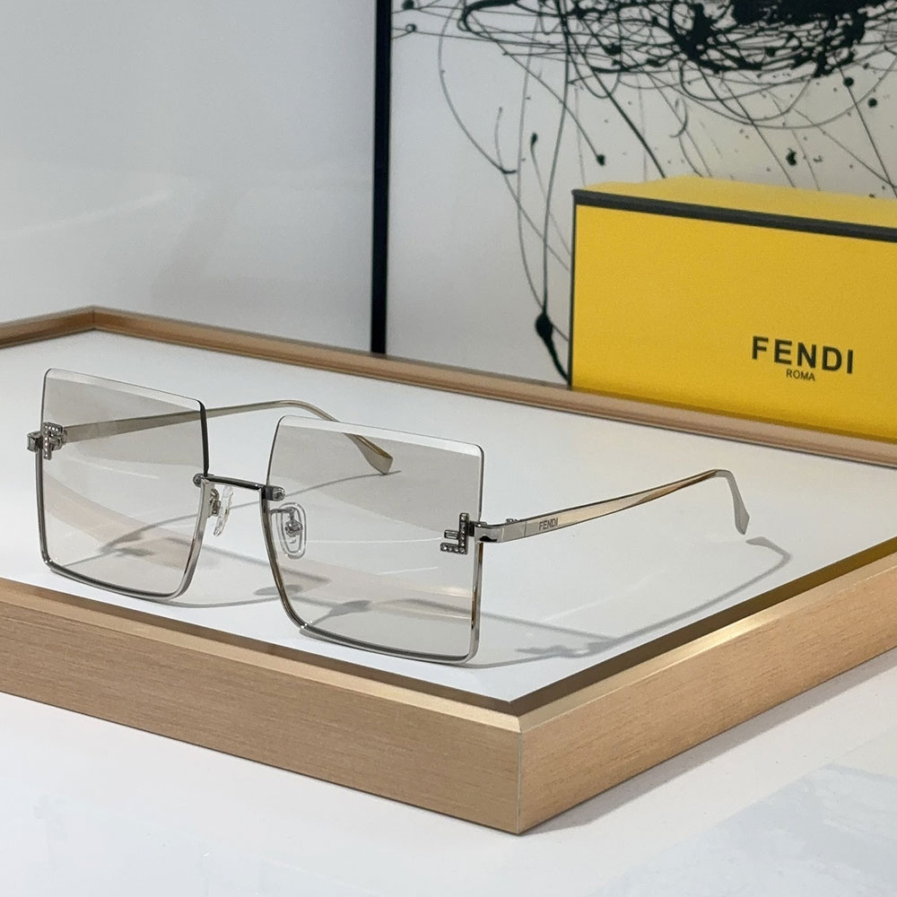 Fendi  Half Frame Thin Metal Frame Sunglasses Top quality
