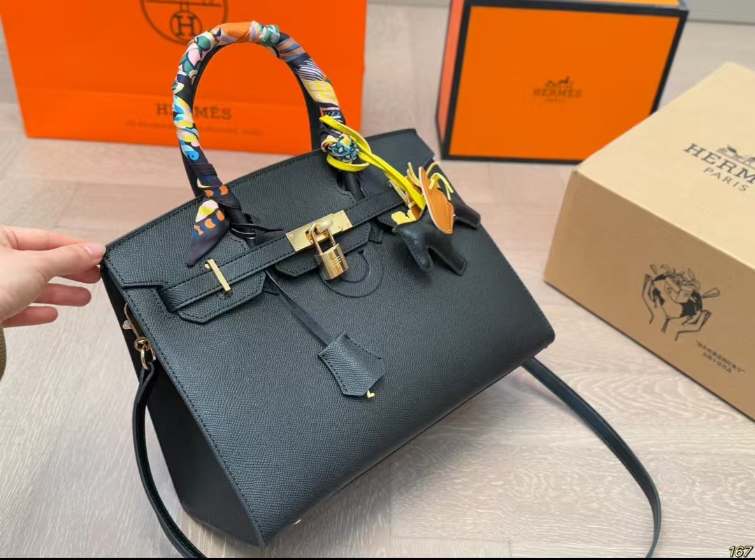 Hermes leather black platinum bag