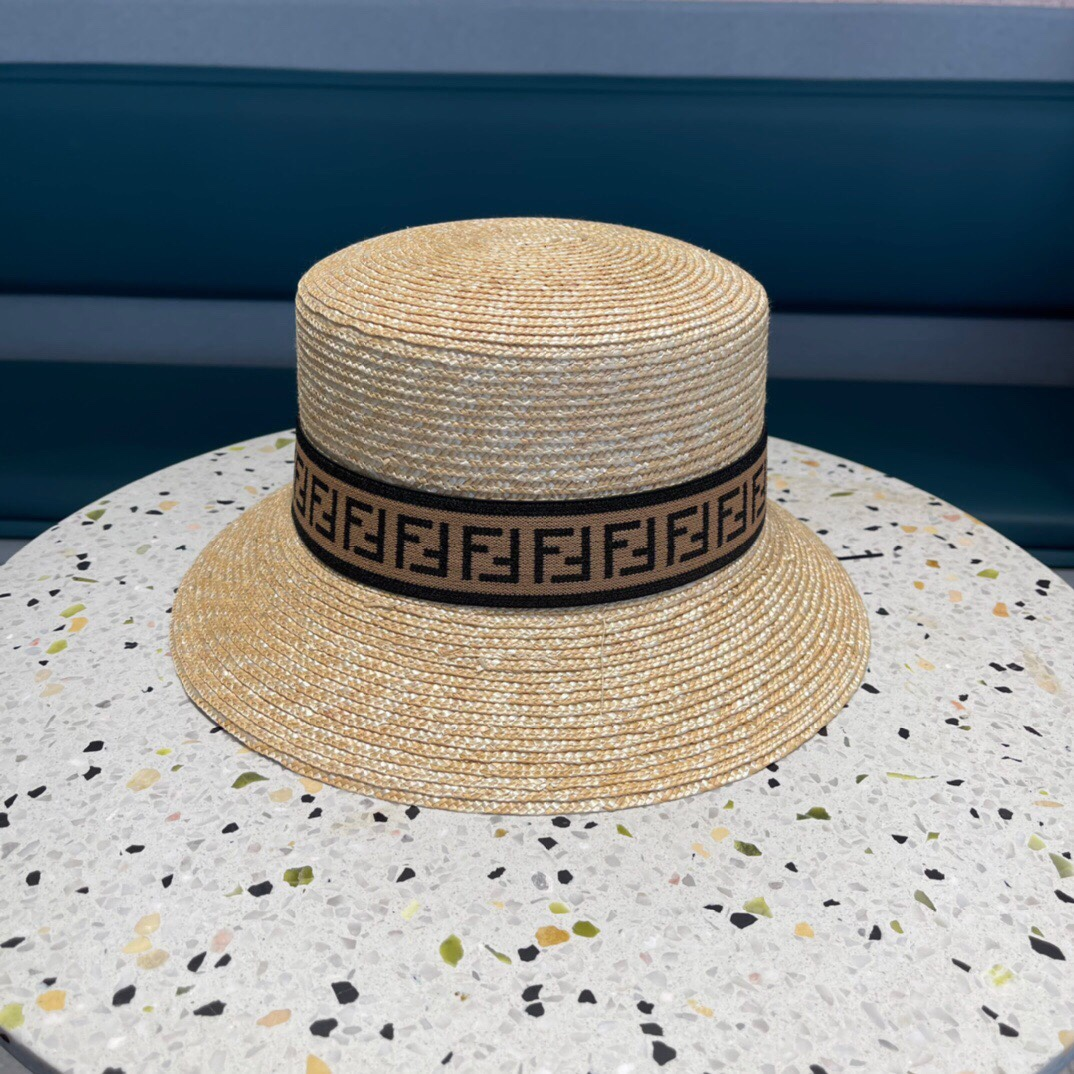 Fendi Straw Flat Top Hat Sunhat