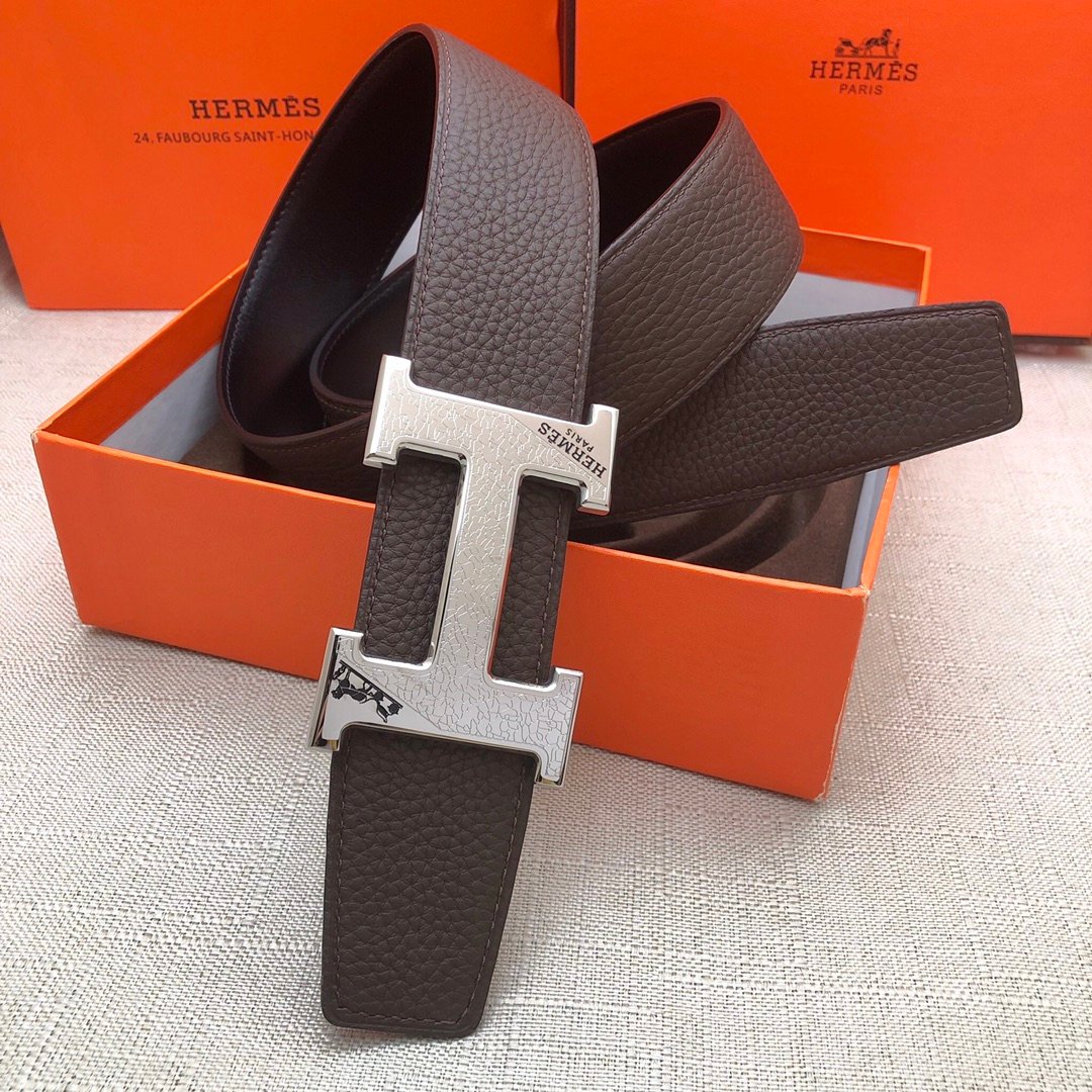 Hermes H Belt Buckle & Reversible Black Belt 380MM