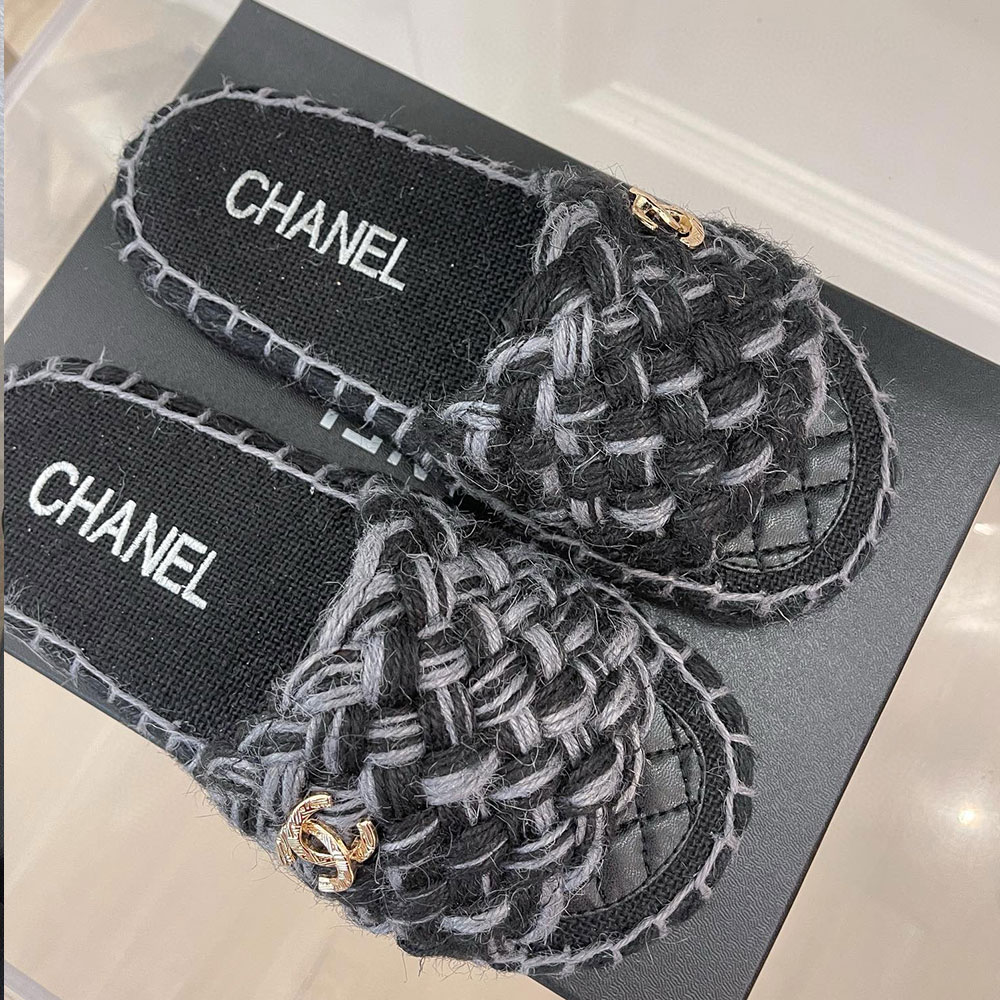 Chanel All kinds of Woven Fabrics Sandals Slide