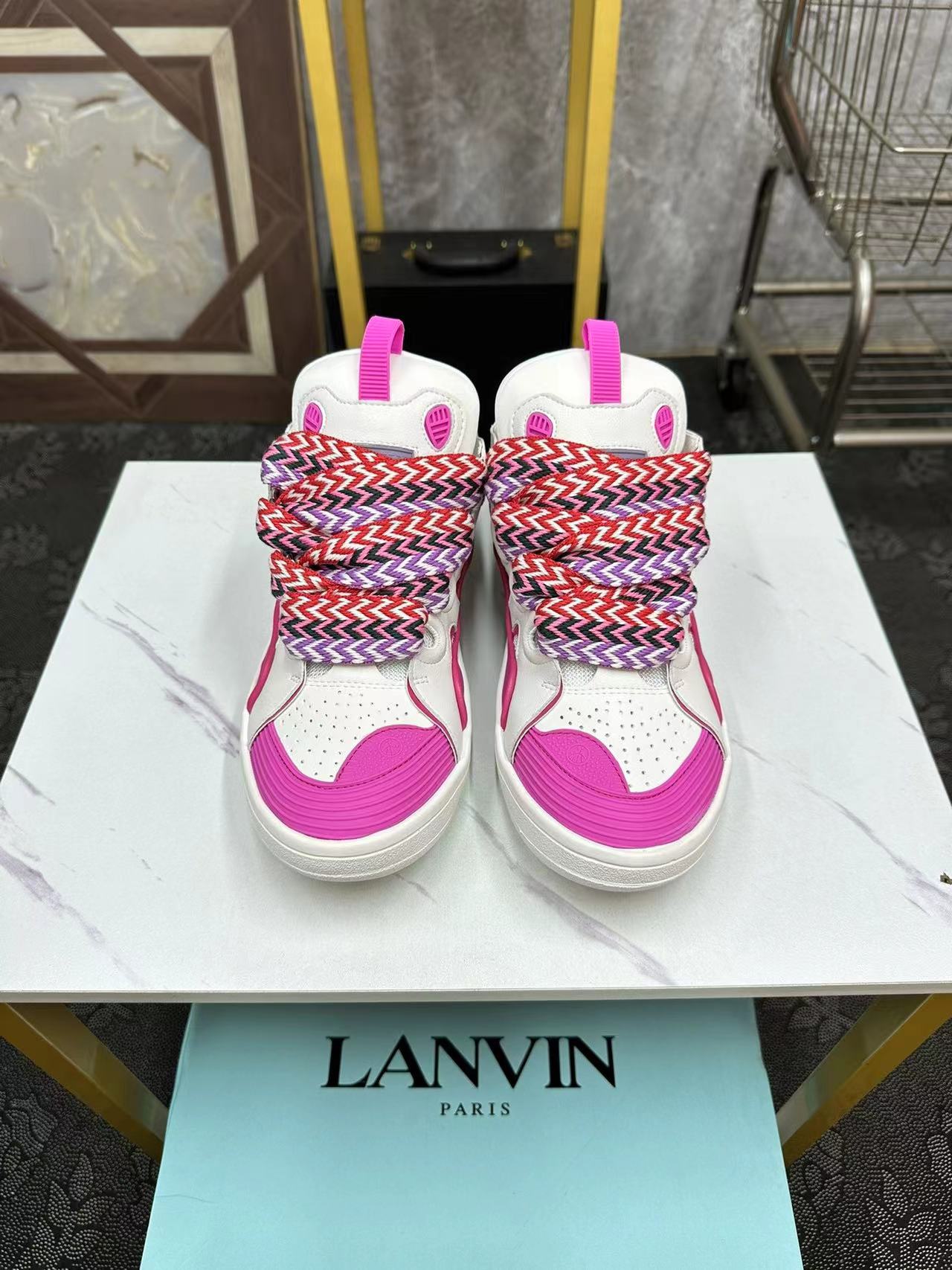 Lanvin LEATHER CURB SNEAKERS