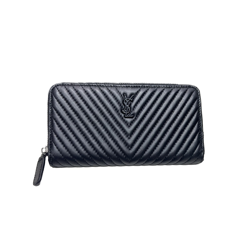 Saint Laurent YSL Caivar Zipper Long Wallet