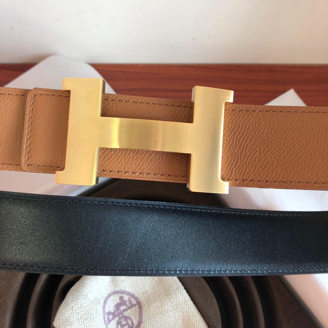 Hermes Mini Constance Guillochee Belt Buckle & Reversible Brown  Belt 380MM