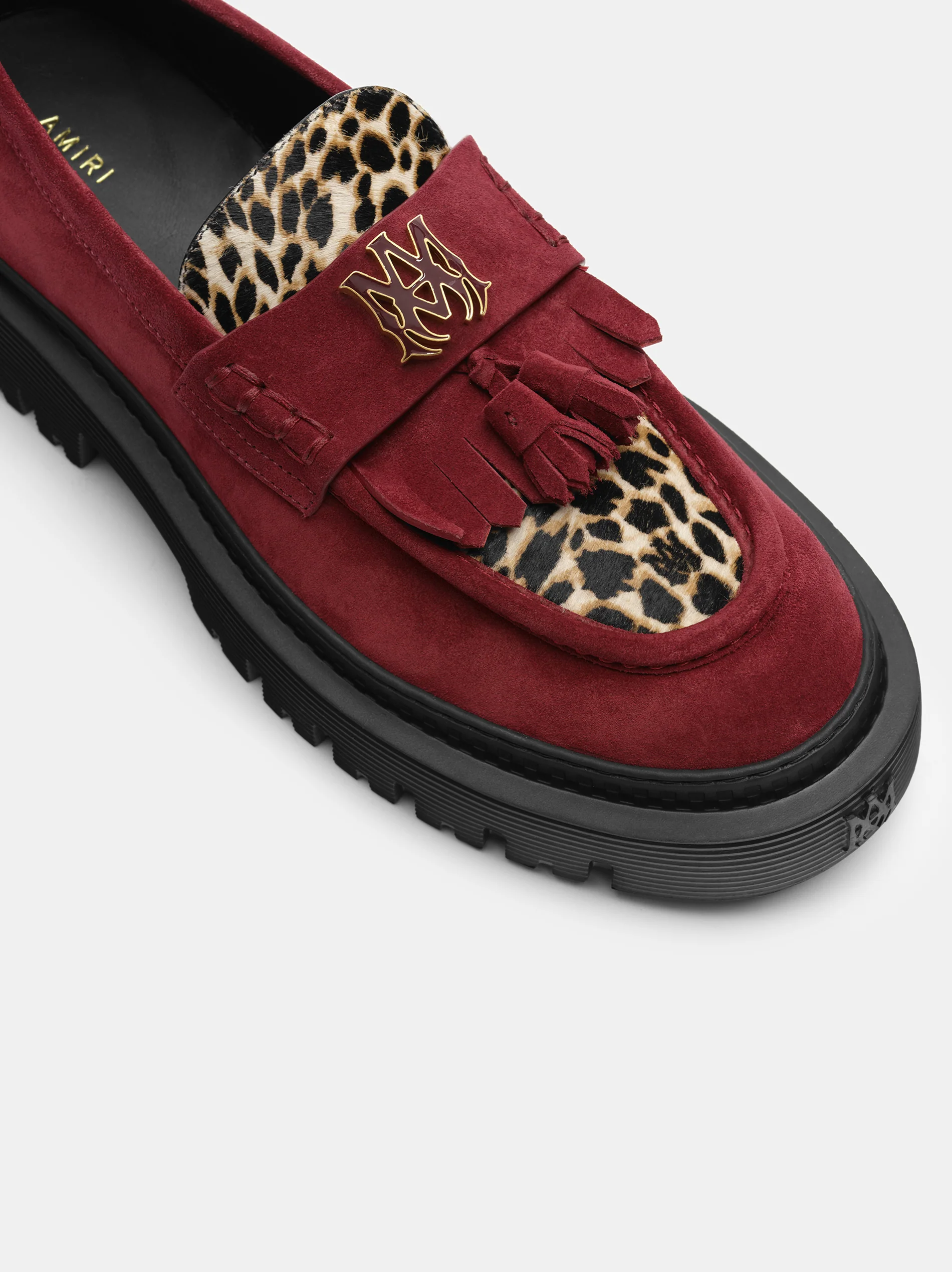 AMIRI MA TASSLE LEOPARD JUMBO LOAFER - Burgundy
