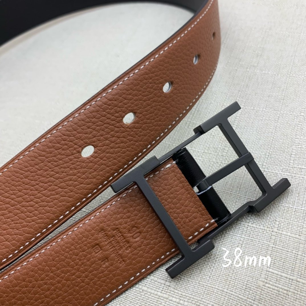 Hermes H Belt Buckle & Reversible Brown Belt 380MM